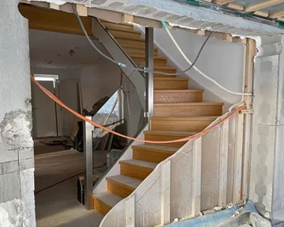 En renovering av en trappa utfört av en byggfirma i Boden och Luleå